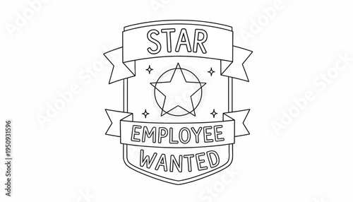 Star Employee Wanted Badge - Recruitment and Recognition Concept