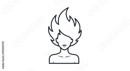 Stylized illustration of a woman with fiery hair, symbolizing passion, energy, or a bold statement.