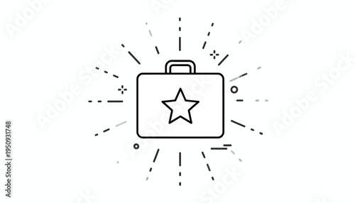 Success, Achievement, and Recognition: Star on Briefcase with Burst Effect