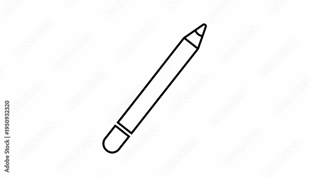 Obraz premium Simple Outline Drawing of a Pencil on White Background