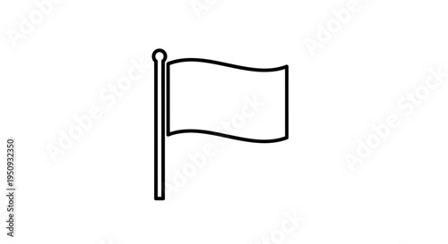 Simple Outline Flag on Pole Waving - Minimalist Vector Icon