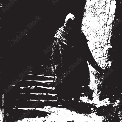 Grimdark is a subgenre of speculative fiction with a tone, style, or setting that is particularly dystopian, immoral , vector style simple color