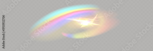 A delicate, ethereal rainbow with a gentle glow and blurred edges. The crystal glistens in the light
