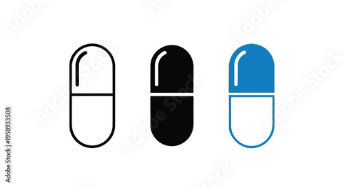 Three colorful capsule pills for medical use and health care