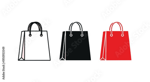 Colorful shopping bags in black, white, and red