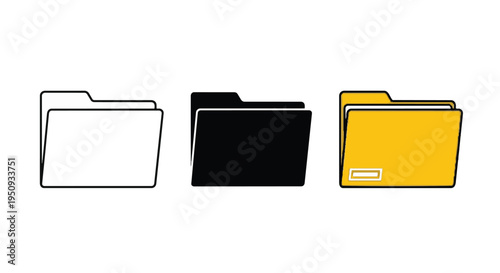 Three colorful file folders in a row on a plain for organization