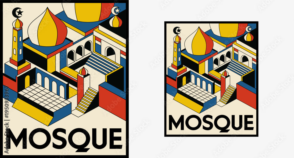 Obraz premium mosque bauhaus poster aesthetic interior design ornament