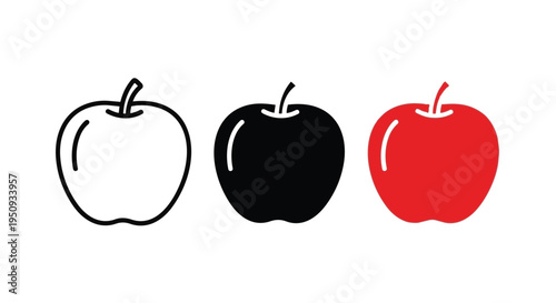 Colorful illustration of apples in black, red, and white for design or educational use