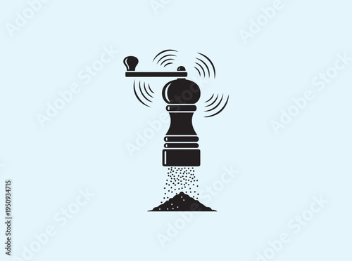 Stylized vector of a kitchen action with rapid pepper grinding