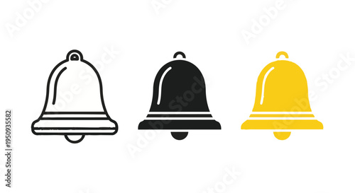 Collection of bell icons in different colors