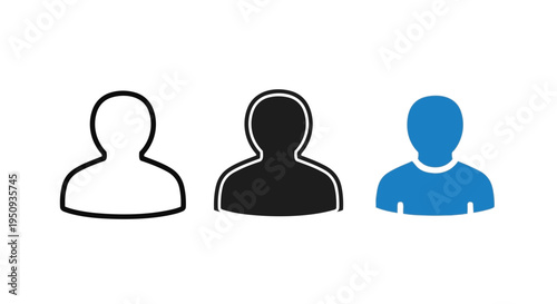 Three colorful human profile icons in a row on a for user interface design