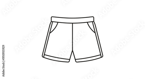 Simple Line Drawing of Athletic Shorts with Pockets