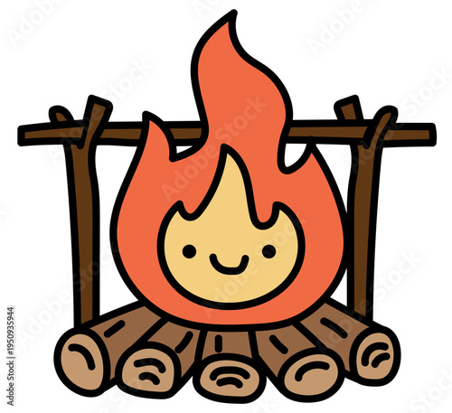 cartoon illustration of a campfire