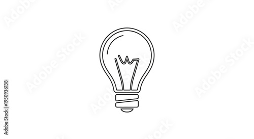 Simple Line Art of a Light Bulb, Symbol of Idea, Innovation, and Creativity