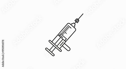 Simple Line Art Syringe Icon, Medical Injection Symbol, Healthcare and Science Concept