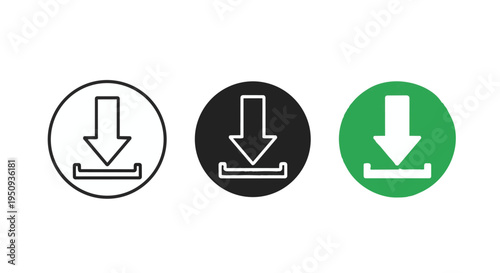 Download icons set in black and green colors for web and mobile applications