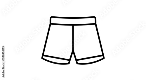 Simple line drawing icon of shorts, isolated on white background.