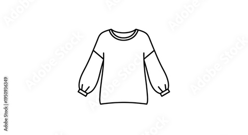 Simple line drawing of a cozy sweater with puffed sleeves, isolated on white background.
