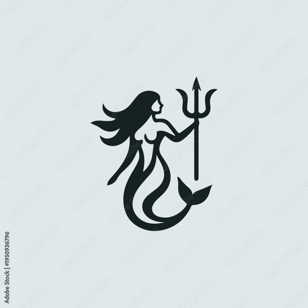 Fototapeta premium Mermaid Trident Logo