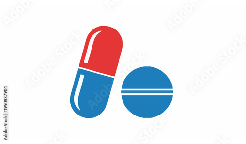 Pharmaceutical Capsule and Tablet Icon Colorful Medical Vector Illustration