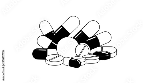 Medicine Capsules and Tablets Vector Illustration Healthcare Pharmaceutical Concept