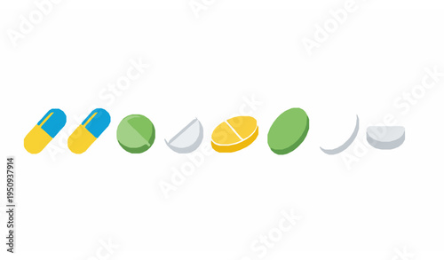 Pharmaceutical Pill and Capsule Icon Collection Simple Medical Vector Symbols