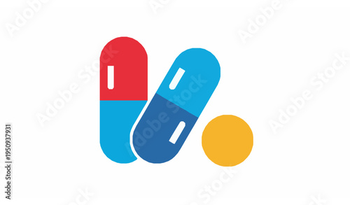 Medicine Capsules and Pill Vector Icon Colorful Pharmaceutical Illustration