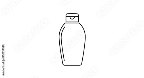 Simple Line Art Icon of a Shampoo Bottle with Flip Top Cap