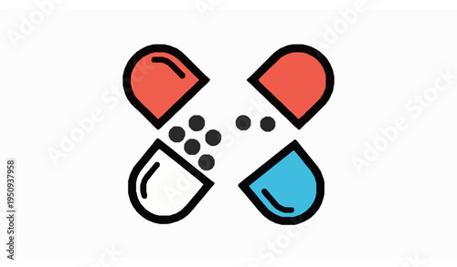 Pharmaceutical Open Capsule Icon Flat Medicine Vector Symbol Isolated on White