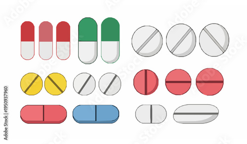 Pharmaceutical Pill Icon Vector Flat Medicine Capsule Symbol Isolated on White