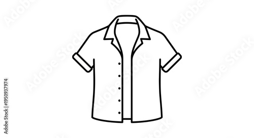 Simple Line Art Icon of a Short-Sleeved Button-Up Shirt