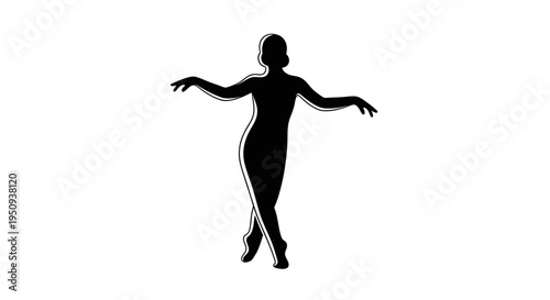 Woman in elegant dance pose silhouette.