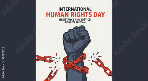 International human rights day fists breaking free chains symbolizing resistance and justice for equality and freedom