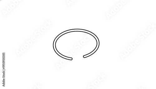 Simple Black Outline of a Circlip Retaining Ring on White Background