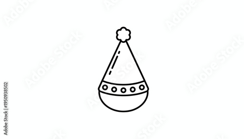 Simple Line Art Birthday Party Hat Icon