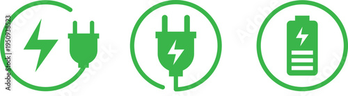 Green charging icon, green battery icon, green ev charging icon, charging icon.