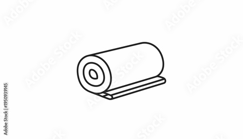 Rolled Up Mat or Carpet Icon, Simple Line Drawing