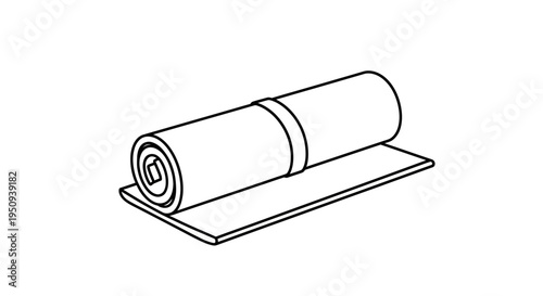 Rolled Up Yoga Mat on White Background, Exercise Equipment