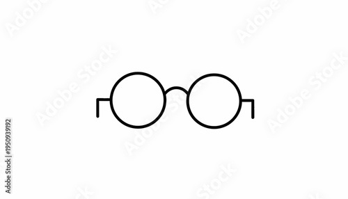 Round Glasses Icon, Minimalist Vector Illustration