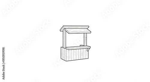 Rustic Wooden Wishing Well Sketch - Simple Outdoor Structure Drawing