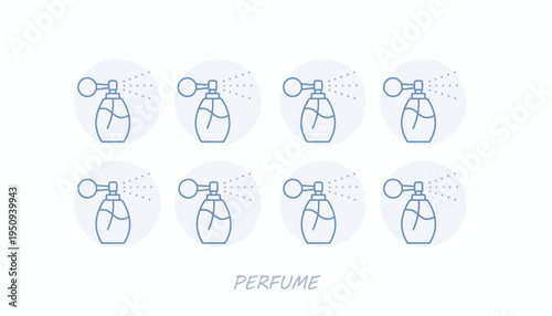 Perfume Bottle Spray Icons Set, Vintage Atomizer Spritzer Vector Illustration