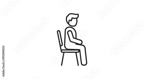 Person Sitting on Chair, Waiting, Iconographic Style, Minimalist Design