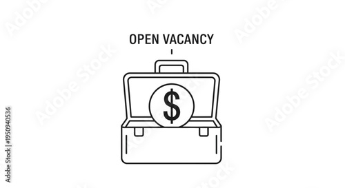 Open Vacancy Business Suitcase with Dollar Sign Icon