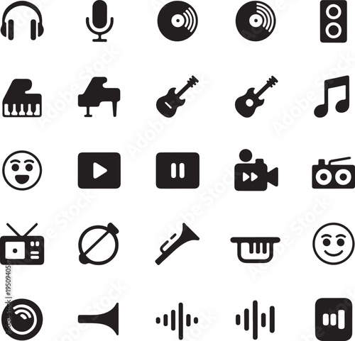 Music and video icons and symbols for multimedia applications