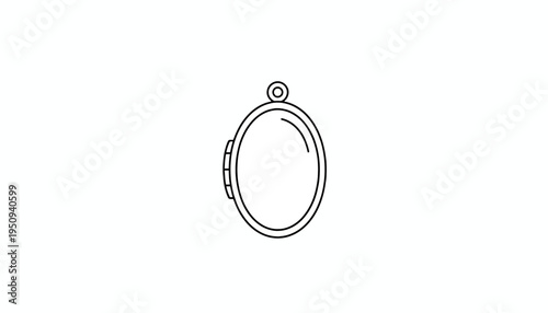 Oval Locket Pendant Outline Icon, Vintage Jewelry, Keepsake Charm, Vector Illustration