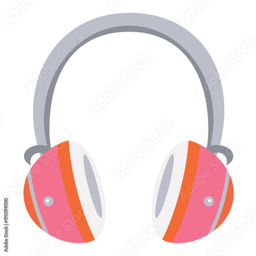 Minimal headphones illustration with orange accents and clean shapes, isolated on light background, representing audio technology, music enjoyment, and modern digital lifestyle.
