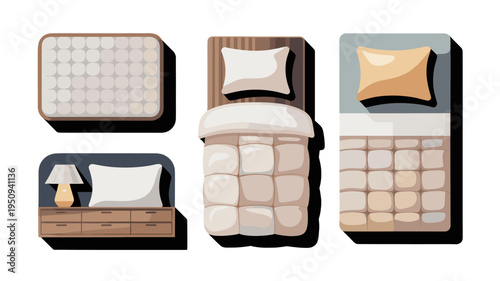 Various bed sets from a high angle view.