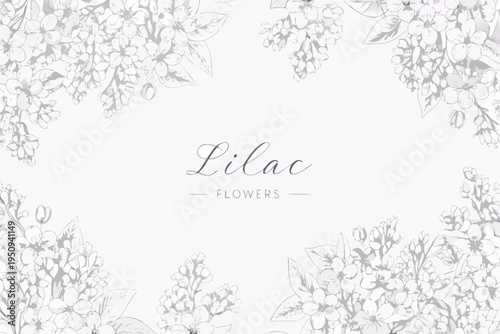 Delicate lilac floral arrangement with calligraphy on a pale background