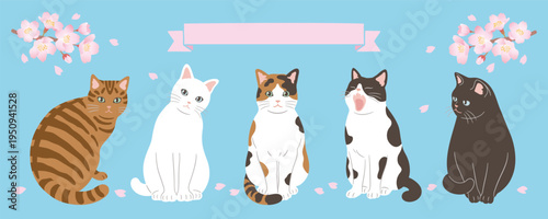 桜と猫のヘッダーデザイン