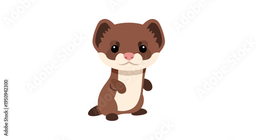 Cute Weasel Vector Illustration, Cartoon Style Graphic for Wildlife and Nature Projects